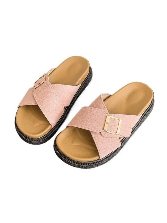 Women’s Cross Strap Platform Slide Sandals Open Toe Casual Comfort Summer Shoes