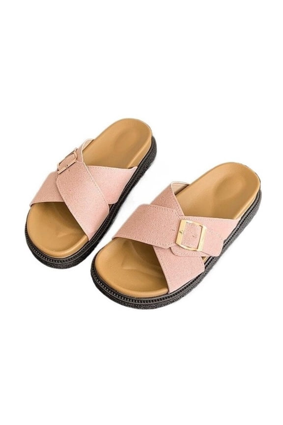 Women’s Cross Strap Platform Slide Sandals Open Toe Casual Comfort Summer Shoes