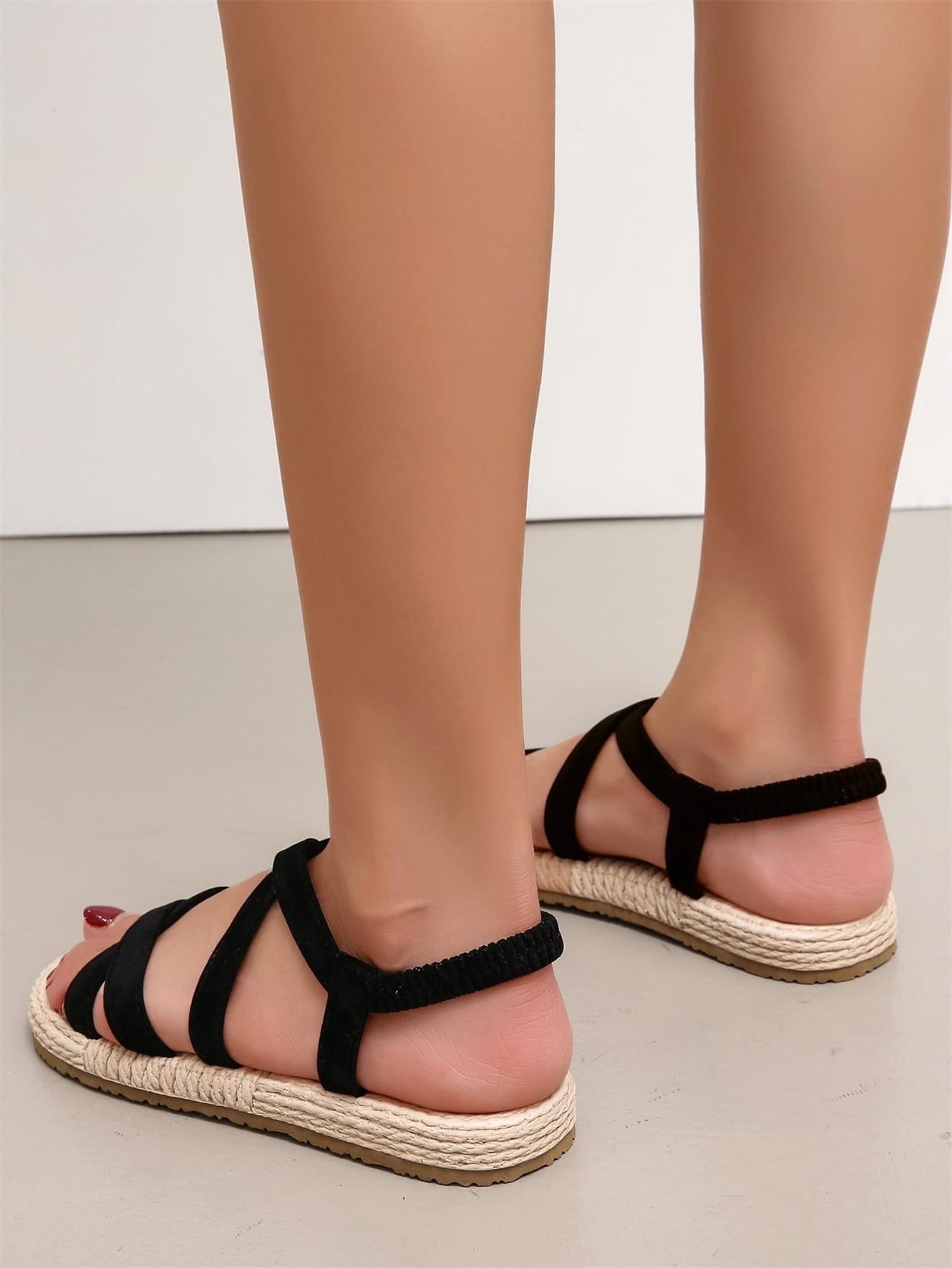Women's Cross Strap Sandals Summer Shoes Black EUR39(8) - Walmart.com