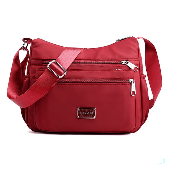 Women’s Crossbody Bag ,Anti Theft Crossbody Purse RFID Women Nylon Waterproof Lightweight Shoulder Bag/Wine Red