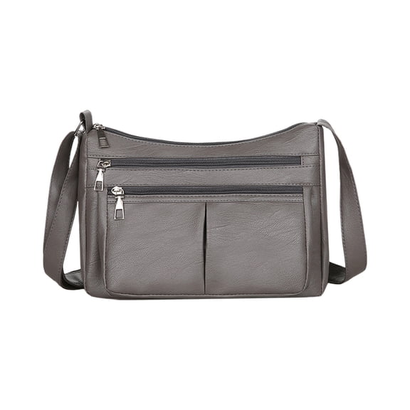 Women's Crossbody Bag, Faux Leather Shoulder Purse with Wide Strap Phone Wallet and Multiple Pockets for Travel Shopping Daily Use, Gray