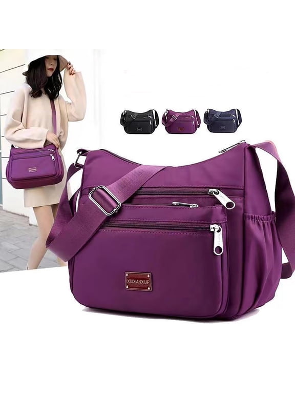 Women’s Crossbody Bag,RFID Purses for Women Fabric Nylon Multi Pocket Crossbody Bag Ladies Travel Handbag/Navy Blue