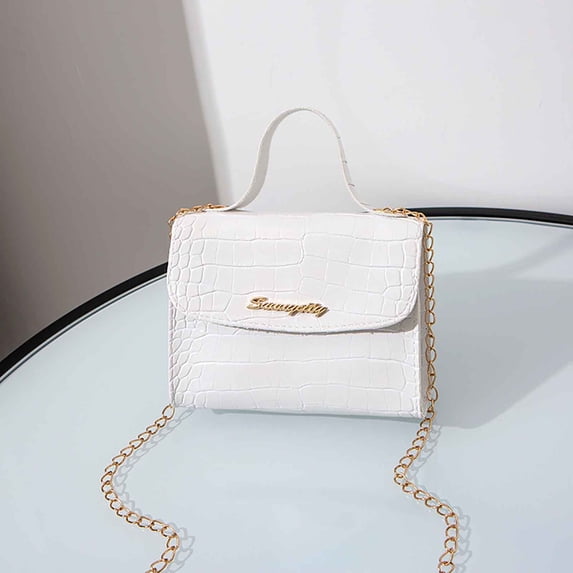 Women's Crossbody Bag, Small Square Handbag with Chain Strap, Multi Compartment Purse for Daily Use