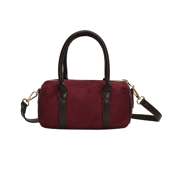 Women's Crossbody Bag, Vintage Handbag, Faux Suede Barrel Bag with Adjustable Strap, Small Purse for Daily Use, Travel, Shopping