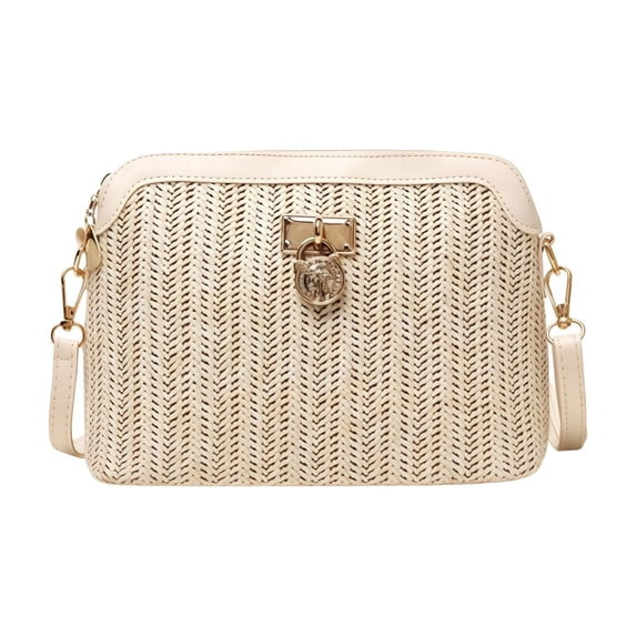 Women's Crossbody Handbag 9 x 6.7 Inch Straw Woven Shoulder Bag, Lightweight Purse Messenger Satchel for Phone and Wallet, Casual Boho Mobile Phone Bag for Shopping Beach and Travel