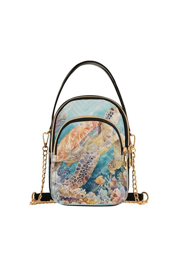 Women's Crossbody Handbag Shoulder Handbag 5.91x3.15x8.27 Inch Bank Card Bag Cash Bag Key Bag Beautiful Colorful Sea Turtles