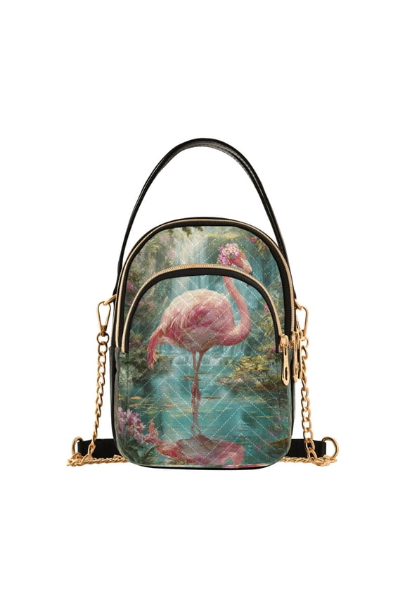 Women's Crossbody Handbag Shoulder Handbag 5.91x3.15x8.27 Inch Bank Card Bag Cash Bag Key Bag Beautiful Pink Flamingo