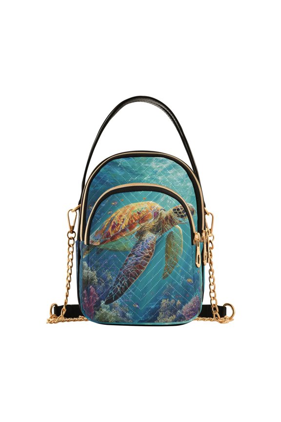 Women's Crossbody Handbag Shoulder Handbag 5.91x3.15x8.27 Inch Bank Card Bag Cash Bag Key Bag Beautiful Sea Turtle