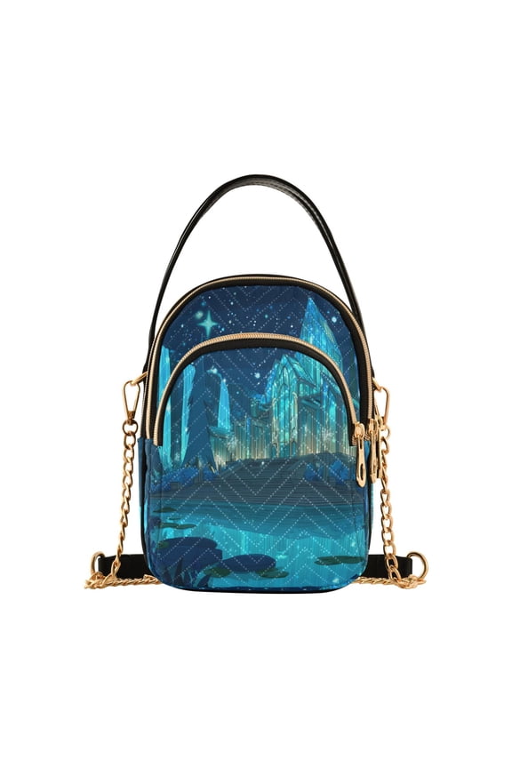 Women's Crossbody Handbag Shoulder Handbag 5.91x3.15x8.27 Inch Bank Card Bag Cash Bag Key Bag Cartoon Underwater Palace