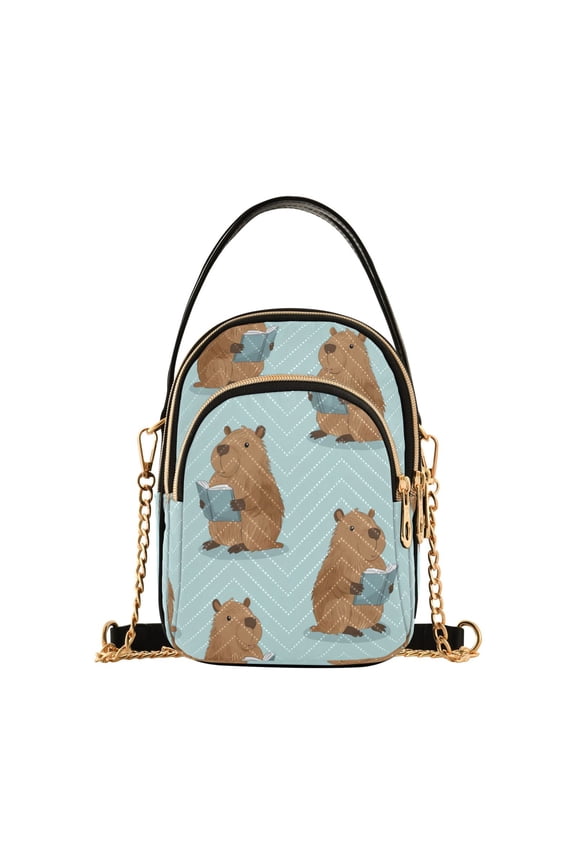 Women's Crossbody Handbag Shoulder Handbag 5.91x3.15x8.27 Inch Bank Card Bag Cash Bag Key Bag Cute Capibara Seamless
