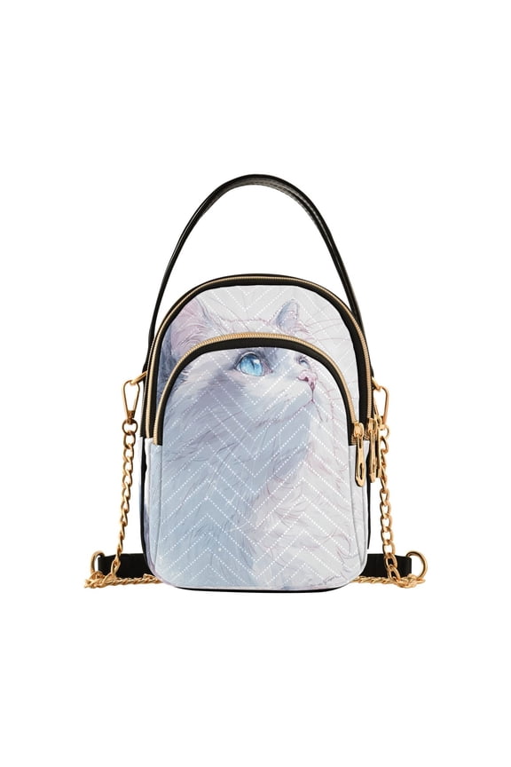 Women's Crossbody Handbag Shoulder Handbag 5.91x3.15x8.27 Inch Bank Card Bag Cash Bag Key Bag Cute White Ragdoll Cat