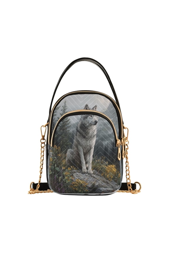 Women's Crossbody Handbag Shoulder Handbag 5.91x3.15x8.27 Inch Bank Card Bag Cash Bag Key Bag Gray Wolf