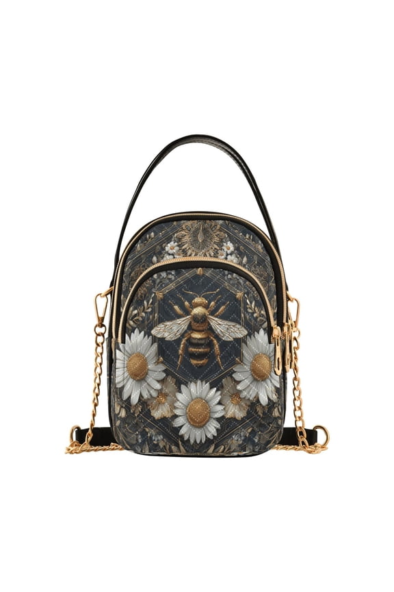 Women's Crossbody Handbag Shoulder Handbag 5.91x3.15x8.27 Inch Bank Card Bag Cash Bag Key Bag Honeycomb with Bees