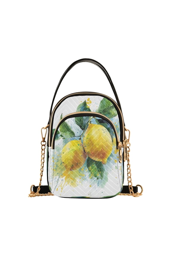 Women's Crossbody Handbag Shoulder Handbag 5.91x3.15x8.27 Inch Bank Card Bag Cash Bag Key Bag Lemon