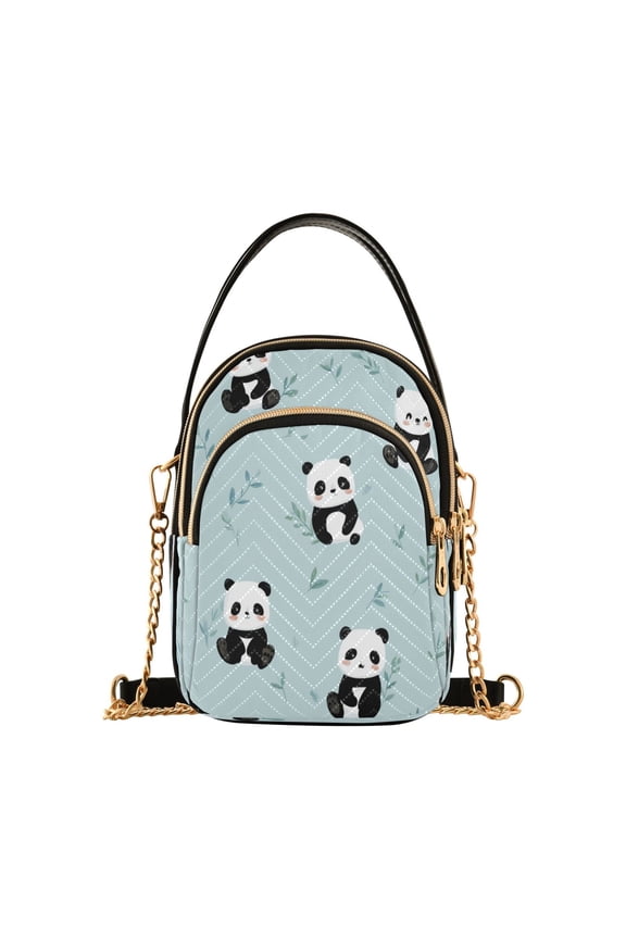 Women's Crossbody Handbag Shoulder Handbag 5.91x3.15x8.27 Inch Bank Card Bag Cash Bag Key Bag Light Blue Panda Car
