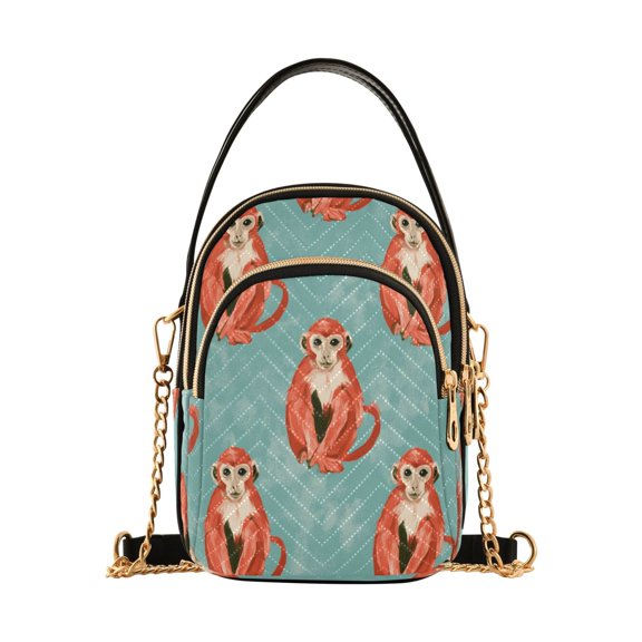 Women's Crossbody Handbag Shoulder Handbag 5.91x3.15x8.27 Inch Bank Card Bag Cash Bag Key Bag Orange Monkey Tropical Joy