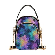 Womens Crossbody Handbag Shoulder Handbag 5.91x3.15x8.27 Inch Bank Card Bag Cash Bag Key Bag Purple Tie-dye