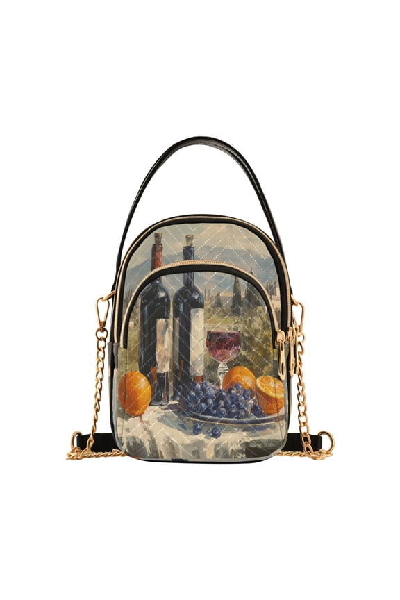 Women's Crossbody Handbag Shoulder Handbag 5.91x3.15x8.27 Inch Bank Card Bag Cash Bag Key Bag Red Wine Grape Pattern