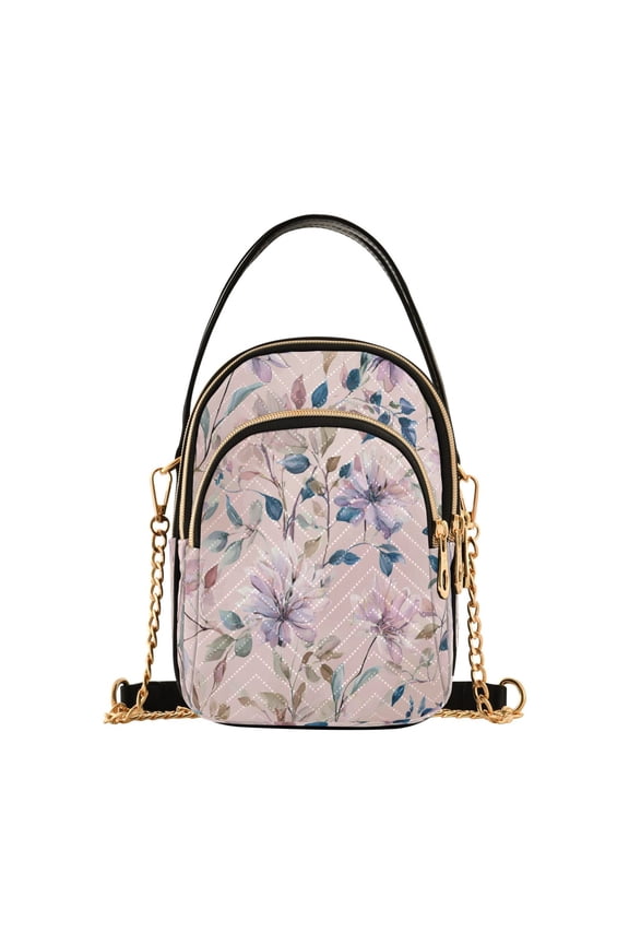 Women's Crossbody Handbag Shoulder Handbag 5.91x3.15x8.27 Inch Bank Card Bag Cash Bag Key Bag Watercolor Flower Picture
