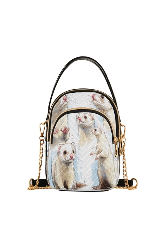 Women's Crossbody Handbag Shoulder Handbag 5.91x3.15x8.27 Inch Bank Card Bag Cash Bag Key Bag White Mink