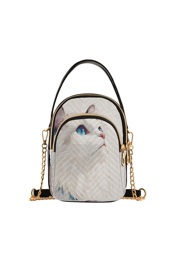 Women's Crossbody Handbag Shoulder Handbag 5.91x3.15x8.27 Inch Bank Card Bag Cash Bag Key Bag White Ragdoll Cat Portrait