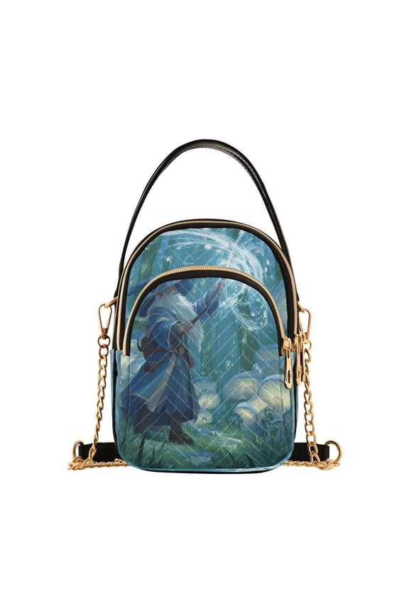 Women's Crossbody Handbag Shoulder Handbag 5.91x3.15x8.27 Inch Bank Card Bag Cash Bag Key Bag Wizard Casting Forest Magic