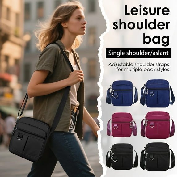 Women's Crossbody Handbag, Small Nylon Oxford Cloth Shoulder Bag, Large Capacity Waterproof Purse for Travel & Daily Use (Large Black)