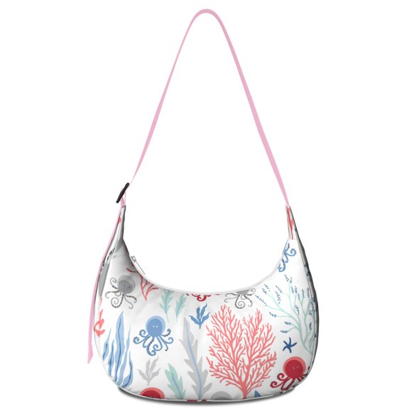 Women’s Crossbody Handbag – Water-Resistant Lightweight Purse with Colorful Japanese-Style Octopus and Nautical Marine Life Design, Watercolor Ocean Creatures Pattern, Spacious Durable Travel Bag