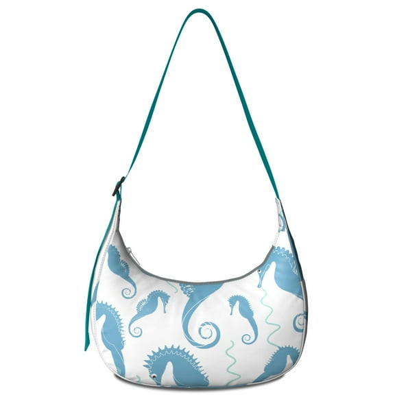 Women’s Crossbody Handbag – Water-Resistant Lightweight Purse with Cute Cartoon Seahorse and Tropical Marine Life Design, Nautical Coastal Pattern, Spacious Durable Travel Bag
