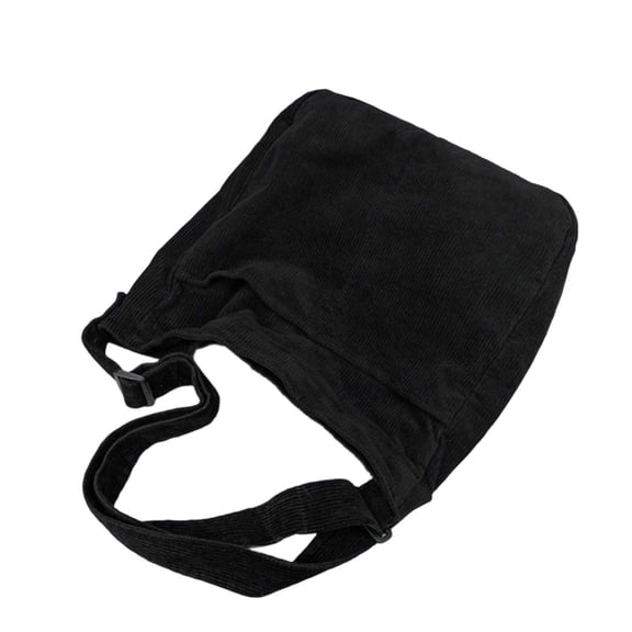 Women's Crossbody Handbags Couple Style Japanese Large-Capacity Corduroy Single-Shoulder Crossbody Bag In Black