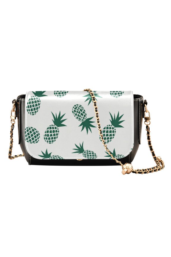 Women's Crossbody Handbags Mini Pineapple PU Leather Shoulder Purse Adjustable Strap Small Travel Bag with Zipper Pocket