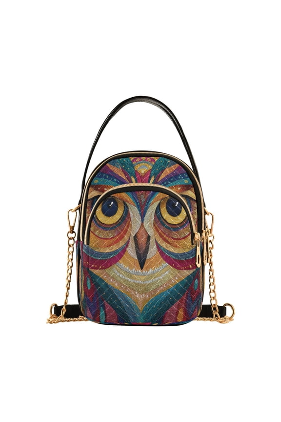 Women's Crossbody Handbags Shoulder Handbag Multi Pocket Crossbody Bag Colorful Owl Face