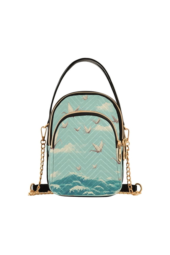 Women's Crossbody Handbags Shoulder Handbag Multi Pocket Crossbody Bag Paper Cranes Pattern