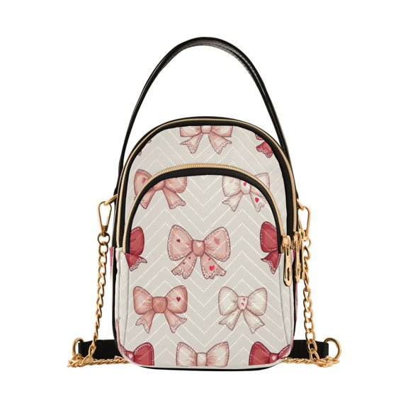 Women's Crossbody Handbags Shoulder Handbag Multi Pocket Crossbody Bag Pink and Red Bows
