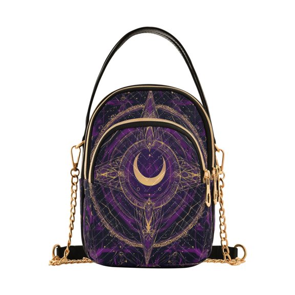 Women's Crossbody Handbags Shoulder Handbag Multi Pocket Crossbody Bag Purple Mystical Pattern