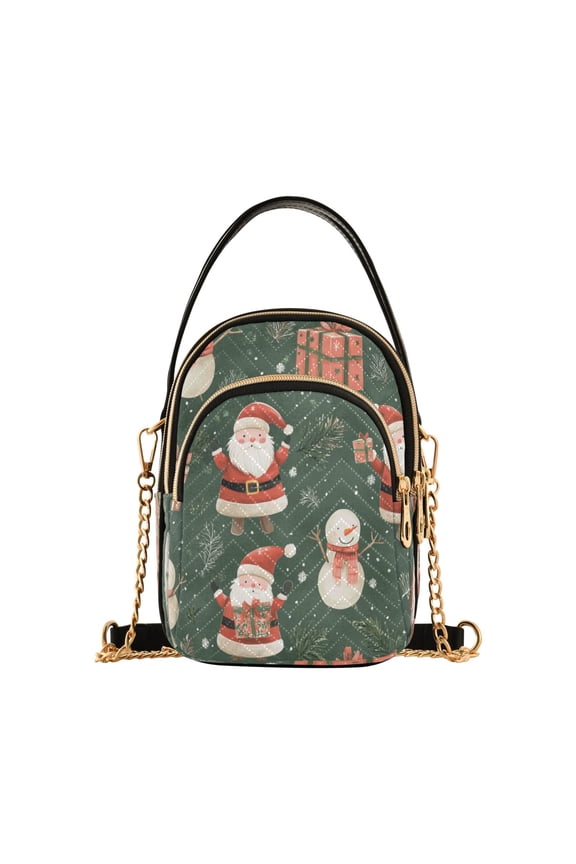 Women's Crossbody Handbags Shoulder Handbag Multi Pocket Crossbody Bag Santa Claus Holding Presents
