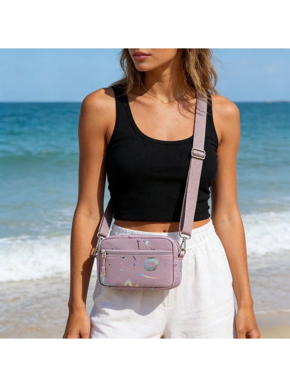 Women's Crossbody Phone Bag Small Square Shoulder Purse, Lightweight Cloth Travel Wallet for 6.7 Inch Cell Phone, Casual Everyday Shopping Bag