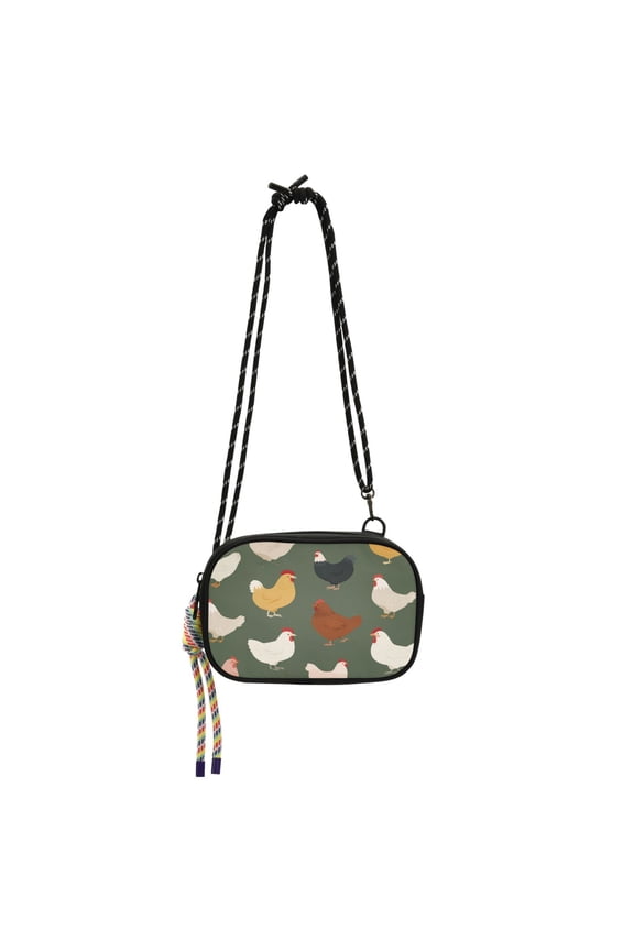 Women's Crossbody Phone Bag Small Wallet Purse with Detachable Rope Strap Travel Handbags Cute Colorful Chickens Pattern