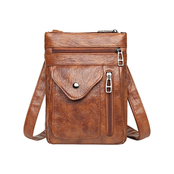 Women's Crossbody Phone Bag, Soft PU Leather Small Shoulder Purse, Textured Compact Handbag, for Everyday Carry and Mature Fashion Style, 22x17x5cm