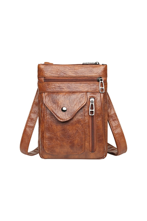 Women's Crossbody Phone Bag, Soft PU Leather Small Shoulder Purse, Textured Compact Handbag, for Everyday Carry and Mature Fashion Style, 22x17x5cm