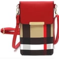 thumbnail image 1 of Women’s Crossbody Phone Purse Plaid Small Bag Vegan Leather Touchscreen Wallet Red, 1 of 4