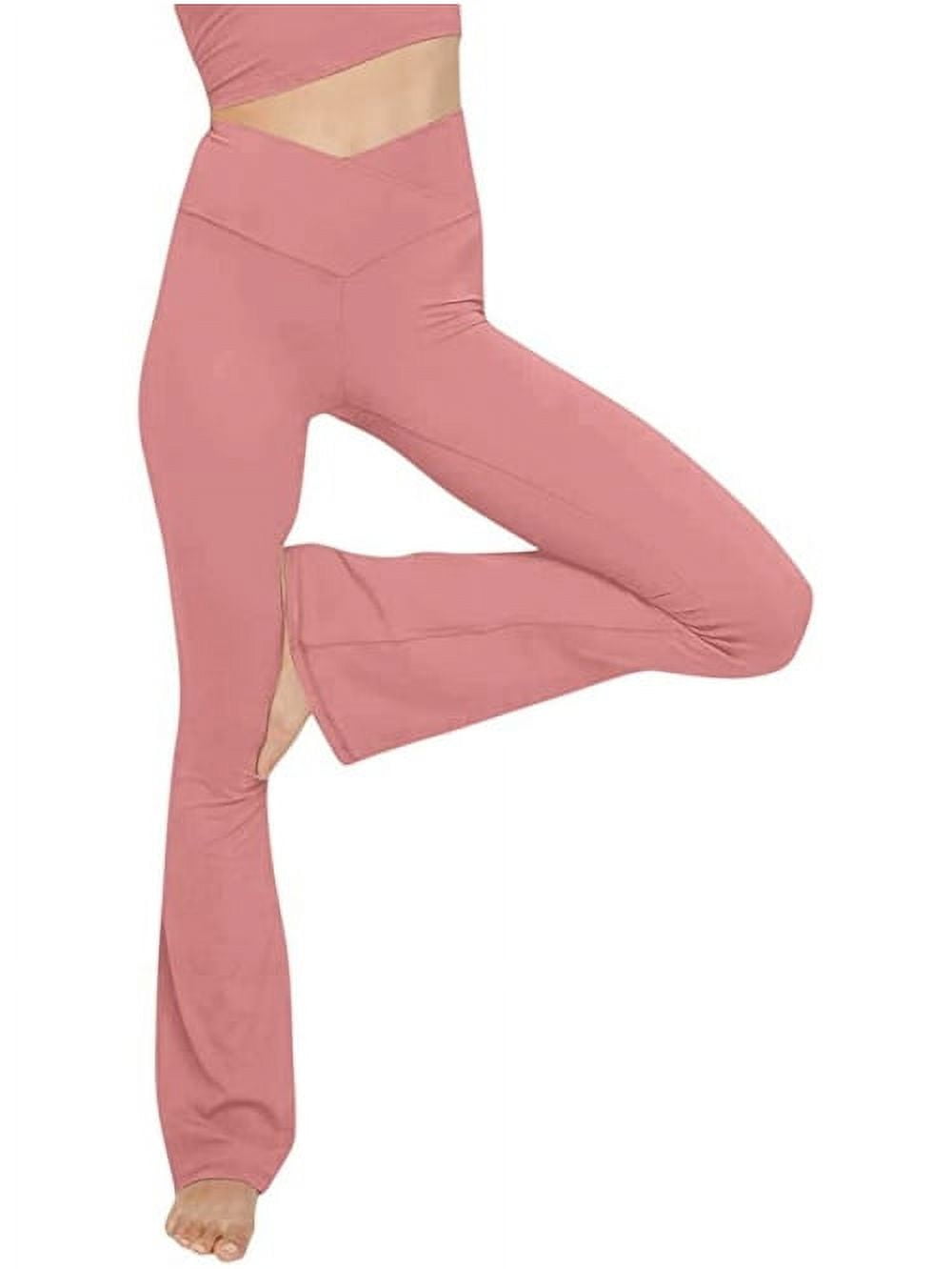 Women's Crossover High Waisted Bootleg Yoga Pants Gym Workout Wide Leg Flare  Pants Bootcut Work Pants Dress Pants 