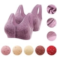 thumbnail image 1 of Women's Crossover Wireless Bra for Older Women Front Closure Soft Cotton Tank Top Without Underwire Printed Bra Daily Comfort Wear | CSEONE,Red XXL42/95, 1 of 5