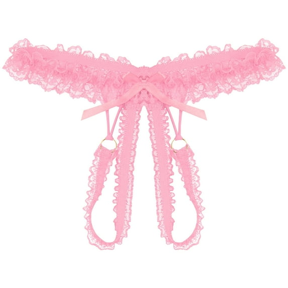 Women's Crotchless Underwear Pink Panties Women's Exotic Underwear Cheeky Panties One Size