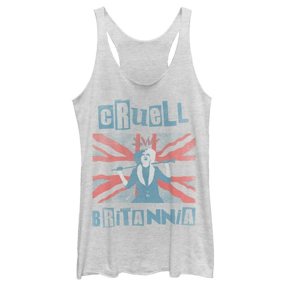 Women's Cruella Cruell Britannia Racerback Tank Top White Heather X Small