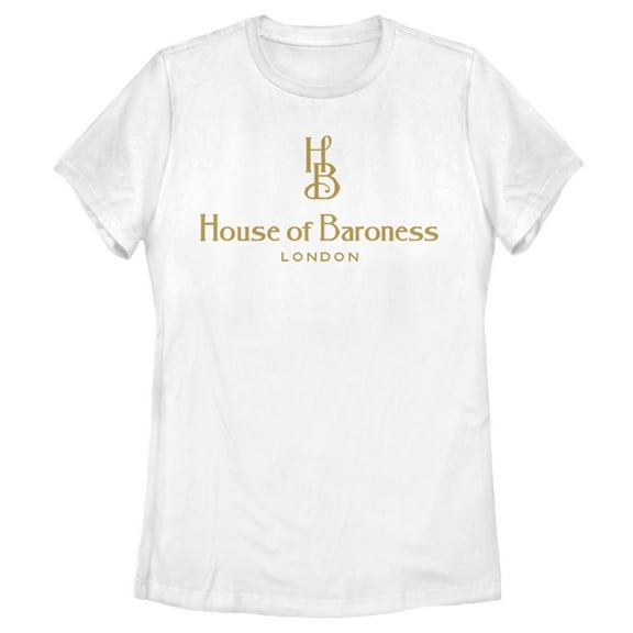 Women's Cruella House of Baroness London Logo Gold  Graphic Tee White 2X Large