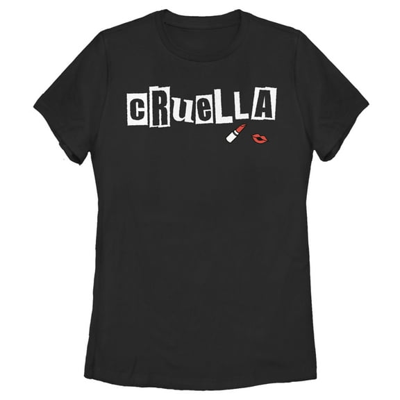 Women's Cruella Lipstick Logo Graphic Tee Black Medium