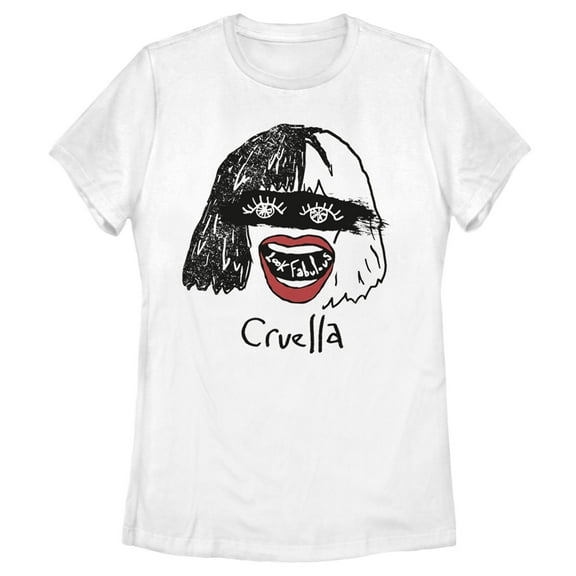 Women's Cruella Look Fabulous Drawing Graphic Tee White 2X Large