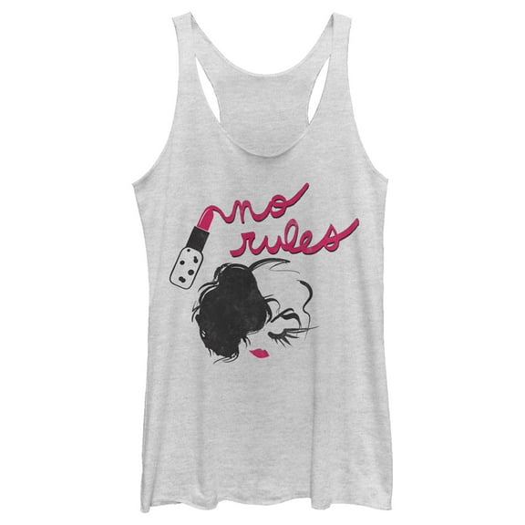Women's Cruella No Rules Fashion Sketch Racerback Tank Top White Heather Small