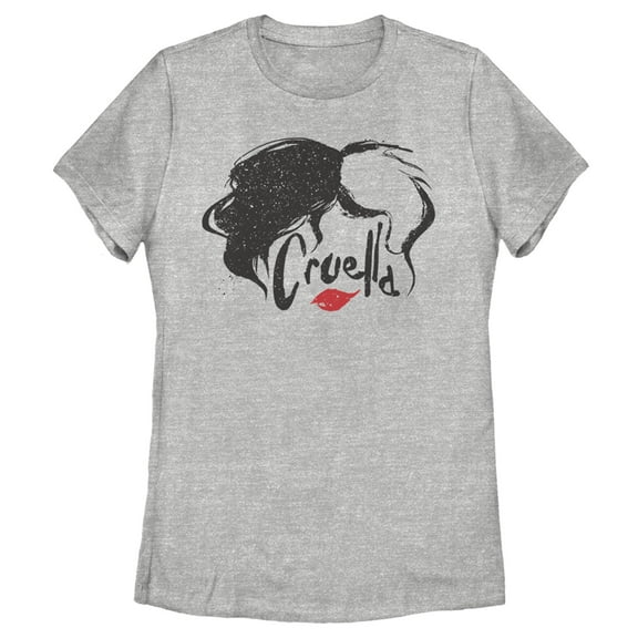 Women's Cruella Red Lips Logo  Graphic Tee Athletic Heather Medium